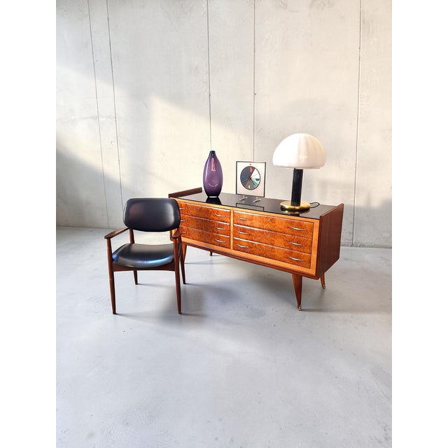 1950s Mid-Century Chest of Drawers in Wood, Glass and Brass, Italy, 1950s For Sale - Image 5 of 7