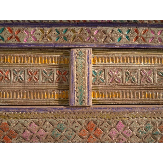 Brown Antique Painted Uyghur Xinjiang Silk Road Sideboard or Cabinet For Sale - Image 8 of 15