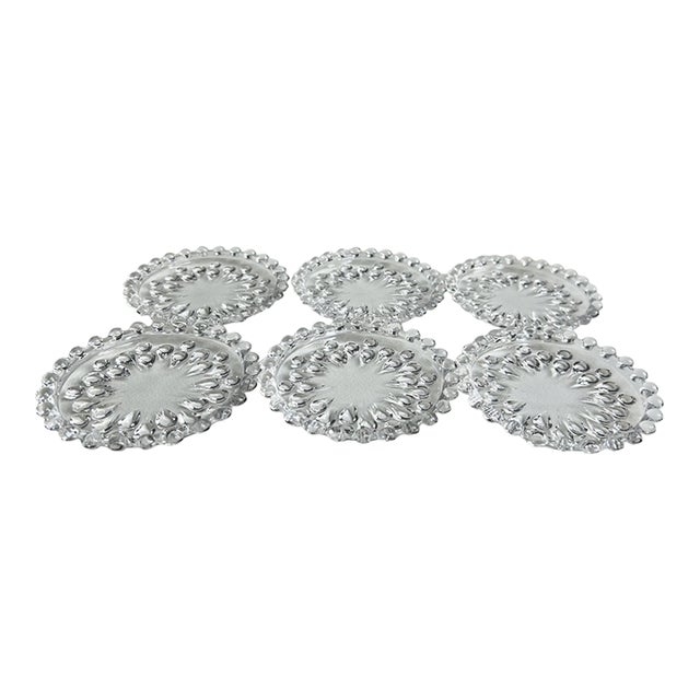 Vintage Set of 6 Nachtmann Bleikrstall Hobnail Crystal Coasters For Sale