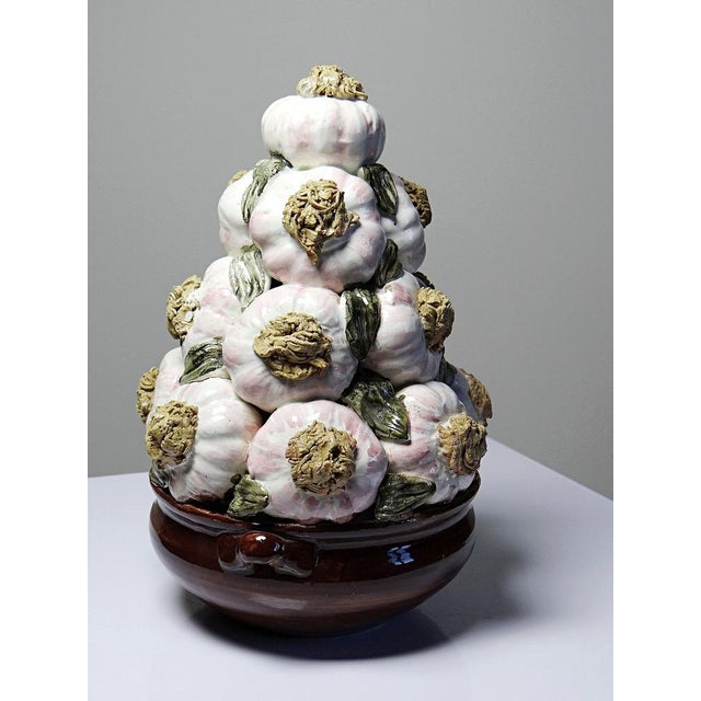 Vintage Trompe-Lœil Pyramid of Garlic in Glazed Ceramic, 1960s For Sale - Image 3 of 16