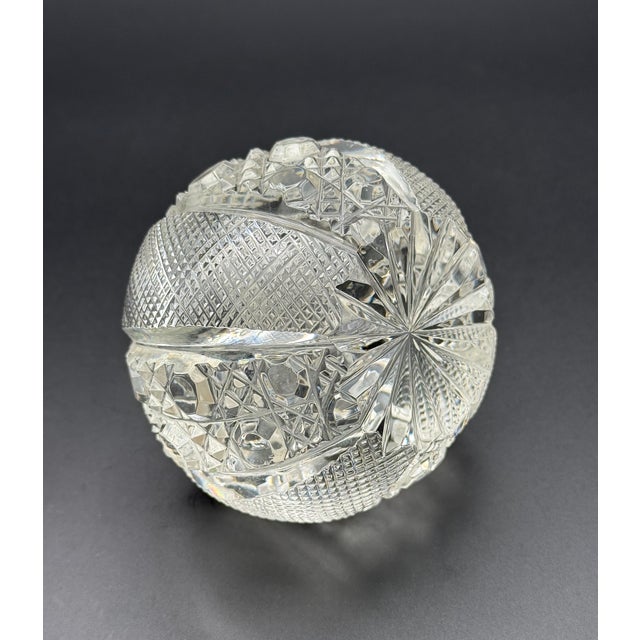 Early 20th Century Vintage Cut Glass Match Striker With Brass Top For Sale - Image 5 of 5
