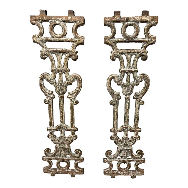 Pair Architectural Salvage Custom Andirons For Sale