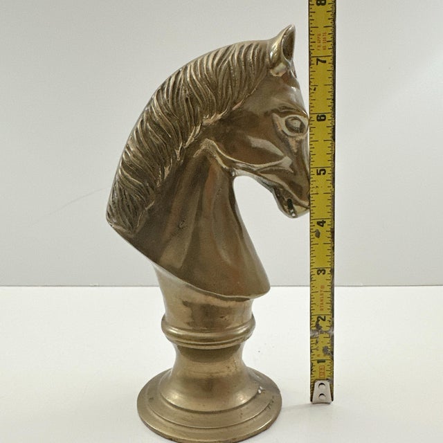 Metal Vintage Solid Brass Horse Head Bust, Equestrian Horse Sculpture, Mid Century Brass Figurine, Western Ranch Decor, Horse Lover Gift For Sale - Image 7 of 8