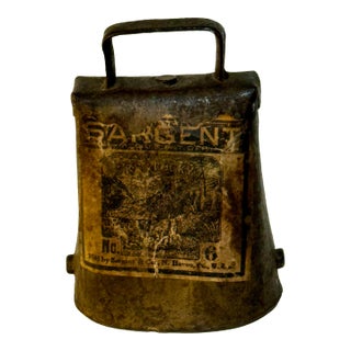 Antique Sargent Lucky No. 6 Primitive Brass Livestock Bell 3.5” T For Sale
