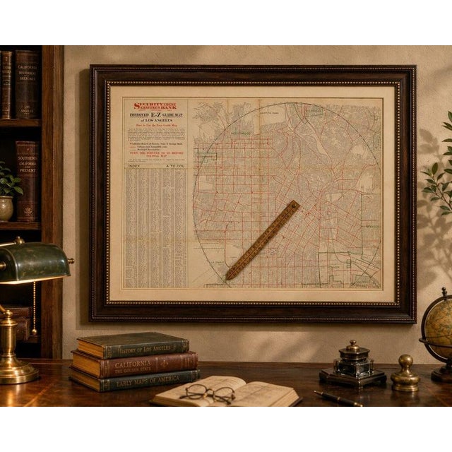 Antique E-Z Guide Map of Los Angeles with Rotating Locator, 1927 For Sale - Image 9 of 12