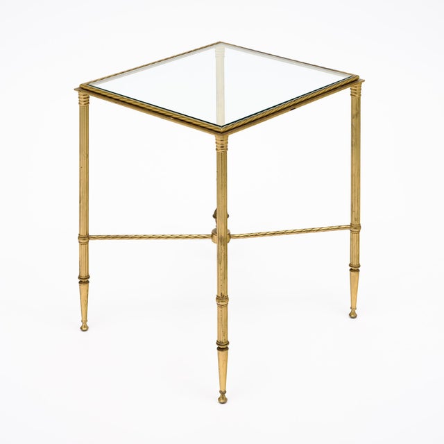 1940s French Art Deco Period Brass and Glass Side Table, Circa 1940 For Sale - Image 5 of 9