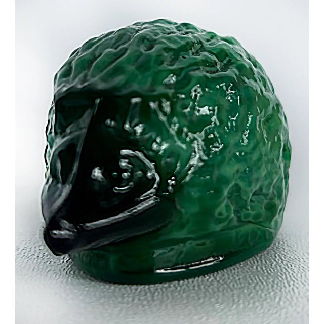 Mid-Century Modern 1950s Czech Bohemian Malachite Glass Hedgehog Paperweight Figurine For Sale - Image 3 of 5