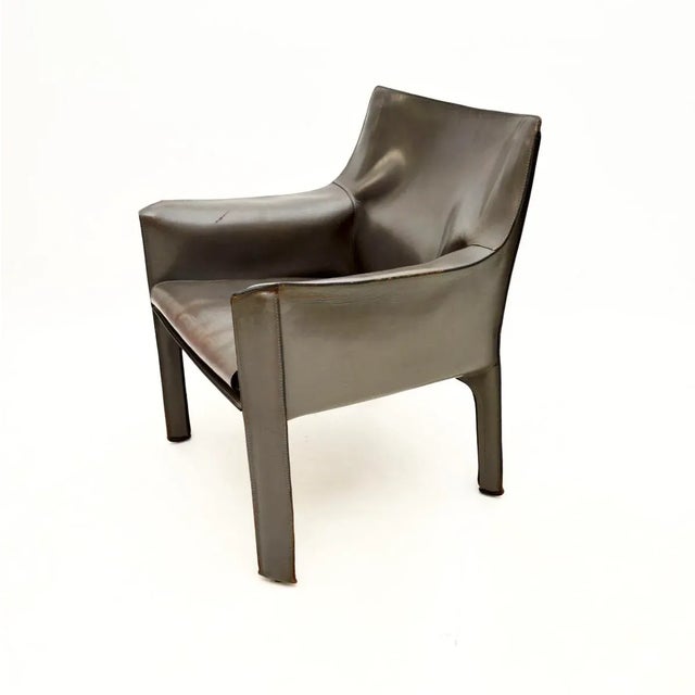 Cassina Vintage Italian Leather CAB Armchair attributed to Mario Bellini for Cassina, 1970s For Sale - Image 4 of 8