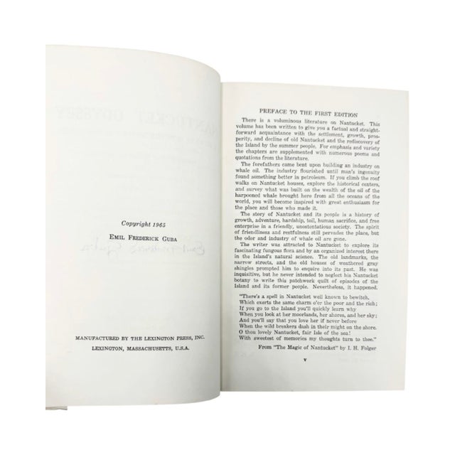 1960s Signed Nantucket Odyssey Emil F Guba 1965 Hardcover Nantucket History For Sale - Image 5 of 12