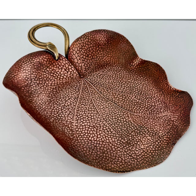 Art Nouveau Water Lily Crumb Catcher Set in Copper & Bronze by Carl Deffner, 1900. For Sale In Miami - Image 6 of 13