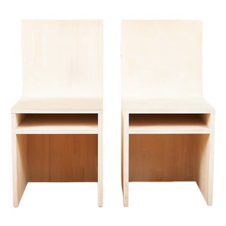 Chairs in Wood Construction with Shelf and White Stained by Felice Dittli, 2006, Set of 2 For Sale