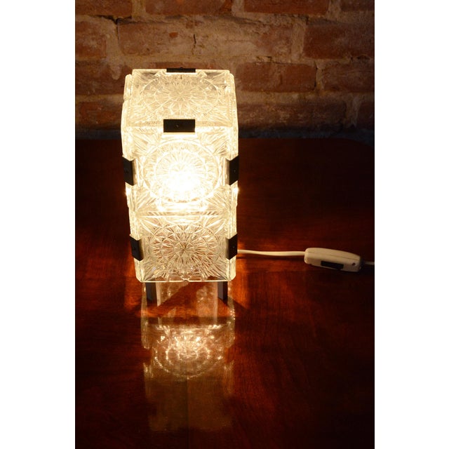 Mid-Century Czech Glass Table Lamp attributed to Kamenický Šenov, 1950s For Sale - Image 10 of 13