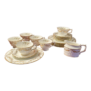 1960s Royal Crown Derby “Touraine” Bone China Tea Service for Six, 19 Pieces, England