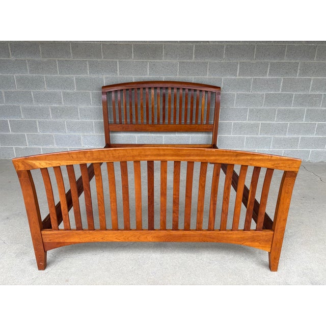 Description: Pennsylvania House Queen Size Cherry Slatted Sleigh Bed Frame. Original Clean Finish. Normal Vintage...