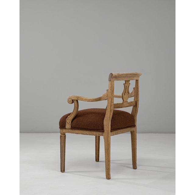 Neoclassical 19th Century French Neoclassical Oak Upholstered Armchair With Lyre Back For Sale - Image 3 of 18