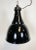Vintage industrial black enamel pendant lamp in Bauhaus style. Used in factories in the former Czechoslovakia during the...
