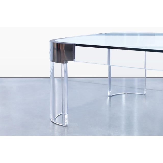 Vintage Chrome and Lucite “Waterfall” Coffee Table by Charles Hollis Jones For Sale - Image 9 of 12