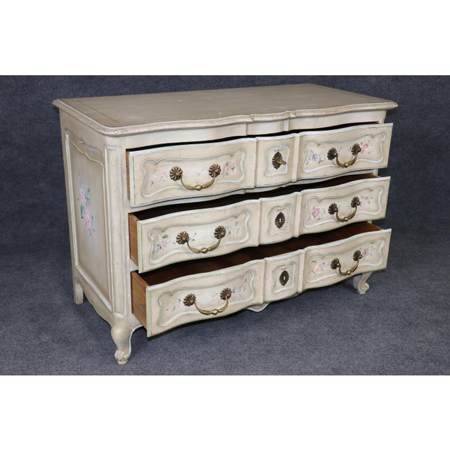Country French Venetian Style Paint Decorated 3 Drawer Distressed Commode For Sale - Image 15 of 16
