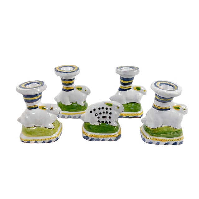 Vintage "Faiança Portuguesa" Rabbit Candle Holders - A Pair For Sale - Image 9 of 10