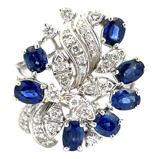 18k Gold 1.96 Carat Certified Sapphire & Natural Diamond Ring, Size 8 For Sale