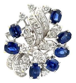 18k Gold 1.96 Carat Certified Sapphire & Natural Diamond Ring, Size 8