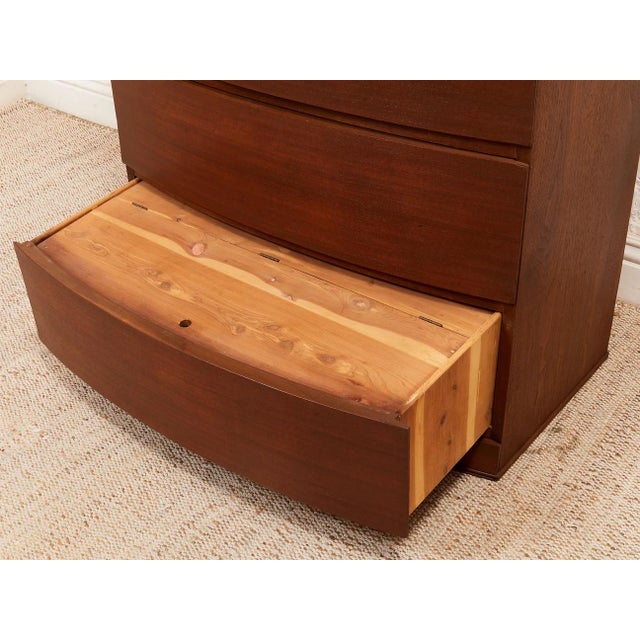 Mid 20th Century Five Drawer Bowed Front Art Deco Dresser Highboy For Sale - Image 10 of 11
