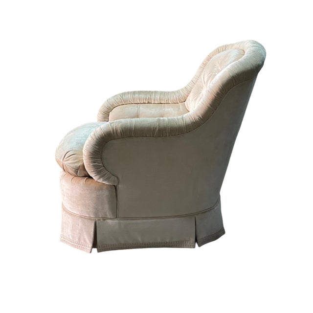 1990s Pair Hollywood Regency Baker Furniture Company Slipper Chairs For Sale - Image 6 of 18