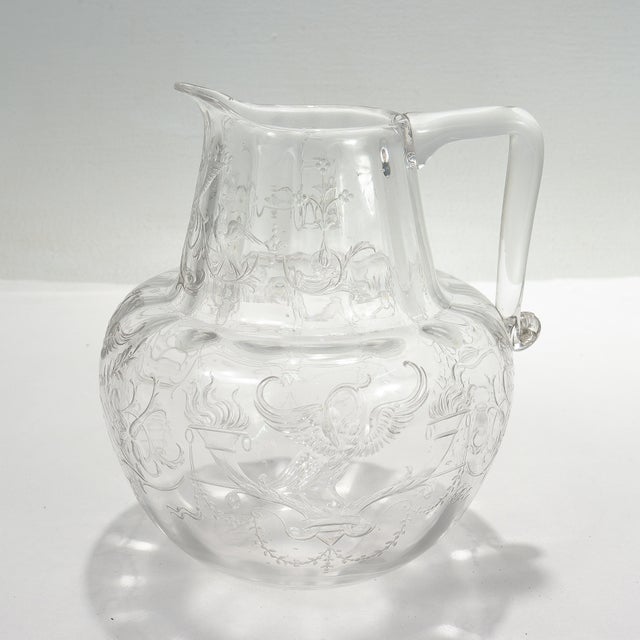 Late 19th Century Antique Cut Glass Pitcher With Birds & Phoenix Attributed to Stevens & Williams For Sale - Image 5 of 17