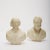 Two busts of male and female couple carved in marble, Biedemeier style American second half of 19th century, signed on...