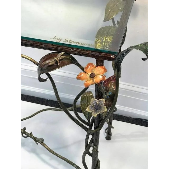 Chrome Incredible Jay Strongwater Flora and Fauna Jewel Encrusted Mirror and Console For Sale - Image 8 of 9