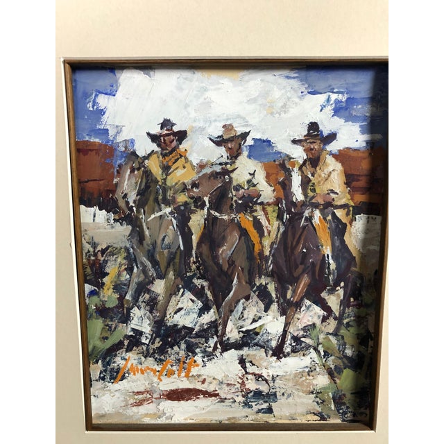 1990s American Western Watercolor By James Lee Colt "Cowboys" For Sale - Image 4 of 10