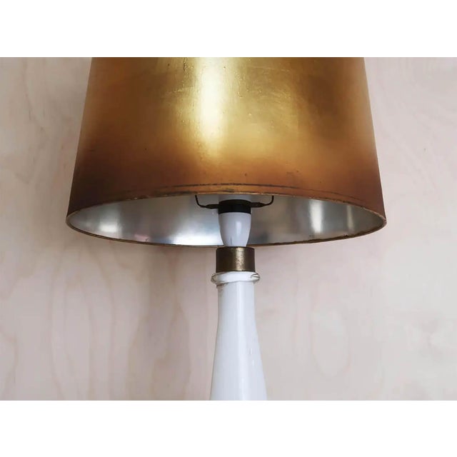 1950s Vintage White Murano Glass Table Lamp, 1955 For Sale - Image 5 of 10
