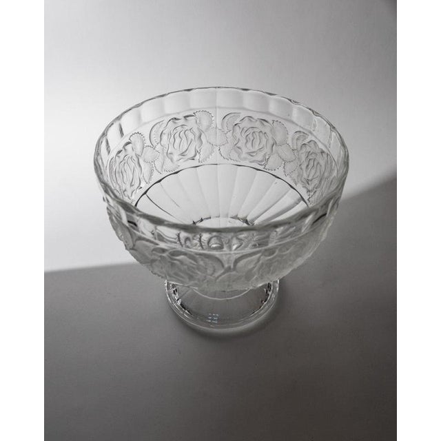 Vintage Footed Bowl in Floral Pressed Glass, 1960s For Sale - Image 3 of 12