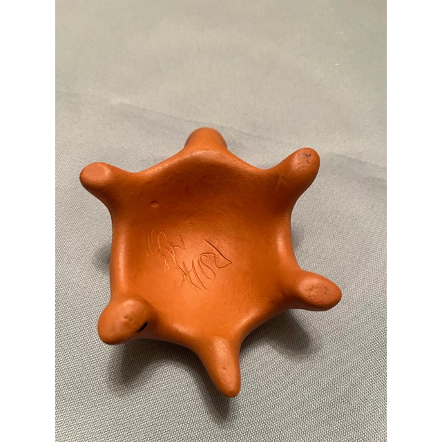 2000s Native American Navajo Hand Painted Pottery Terracotta Turtle, Signed For Sale - Image 4 of 8