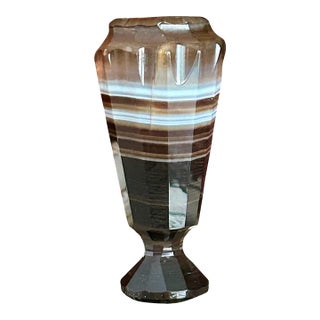 Antique French Faceted Banded Agate Desk Seal For Sale