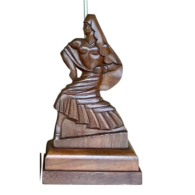 Chocolate Vintage Mid-Century Heifetz Hand-Carved Dancer Table Lamps – A Pair For Sale - Image 8 of 12