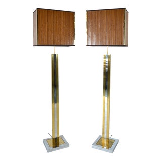 Large Vintage Hollywood Regency Italian Bamboo Floor Lamps, 1970s, Set of 2 For Sale