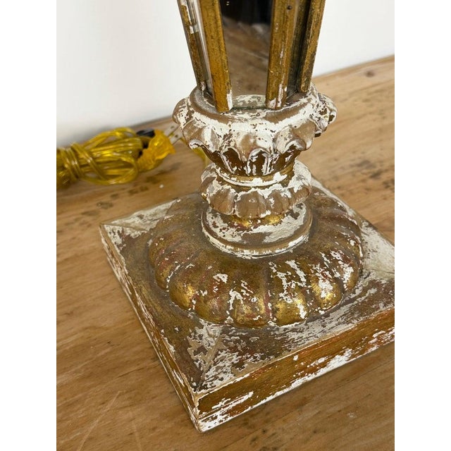 Vintage Italian Mirrored Obelisk Table Lamps, Giltwood, 1940s-50s - a Pair For Sale - Image 15 of 18