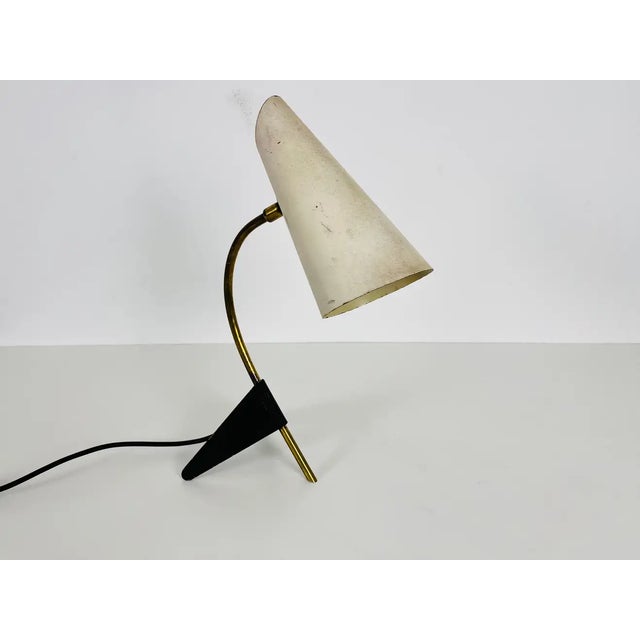 Metal Brass and Metal Table Lamp by Louis Kalff, 1950s For Sale - Image 7 of 11