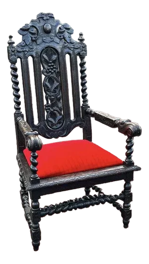 Antique Oak Country House Throne Armchair