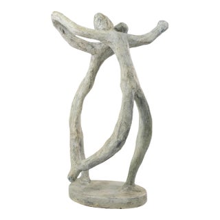 Modernist Abstract Dancing Figures 35.5” Carved Stone Sculpture 20th Century For Sale