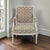 19th Century Louis XVI Painted Salon Armchair ~ Fauteuil retains its original painted finish, with a frame dressed in a...