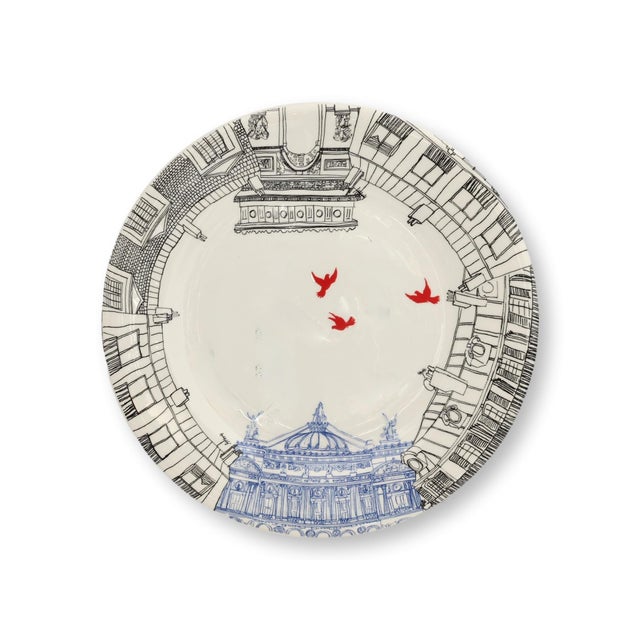 Late 20th Century Late 20th Century Gien "Ca c’est Paris" Dessert Plates, Set of 4 For Sale - Image 5 of 9
