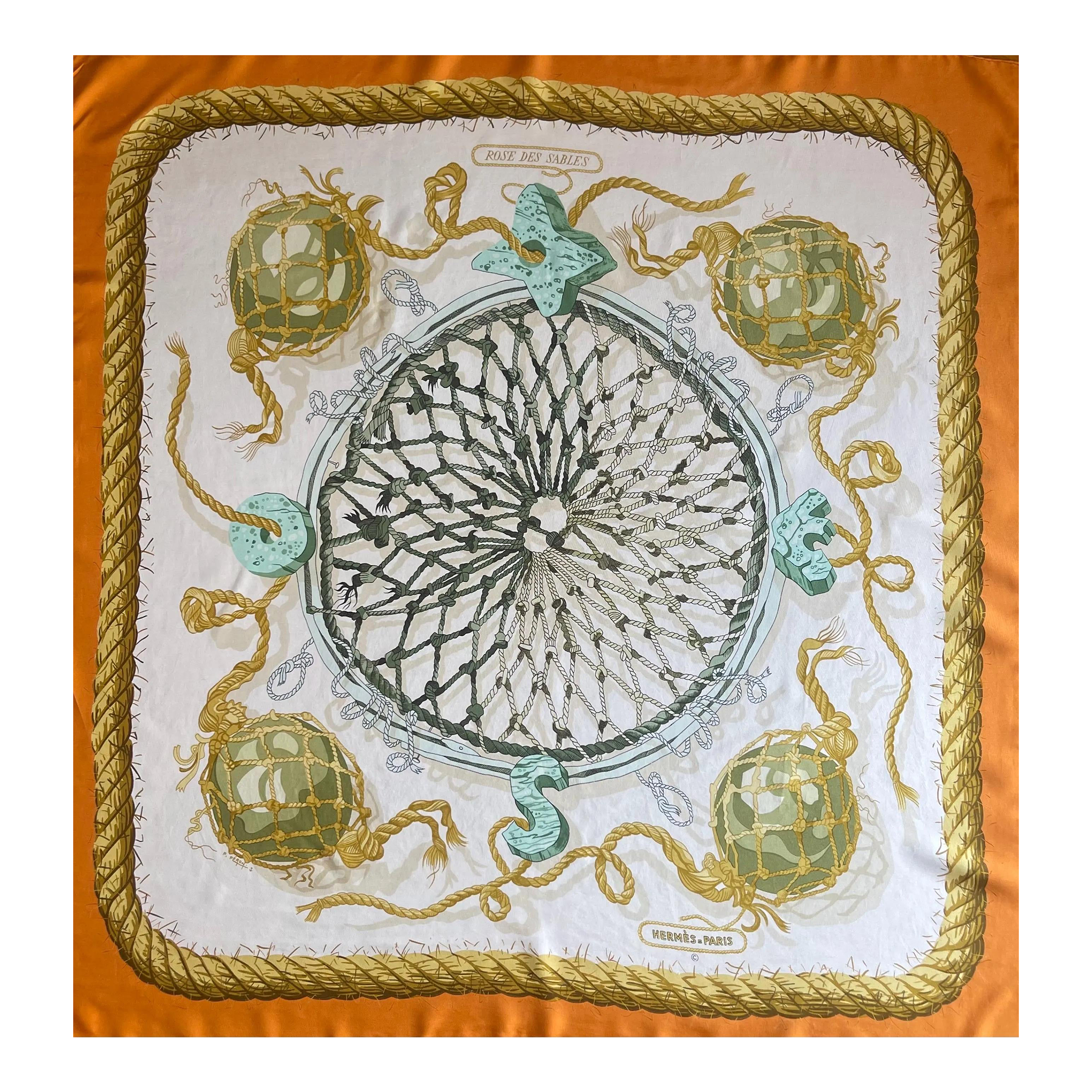 Hermès Silk Scarf « Rose Des Sables » 1969 | Chairish