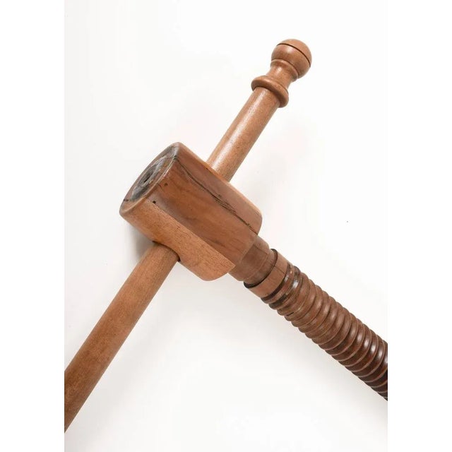 Large Walnut Wine Press Screw Sculpture, Italy, 1900s For Sale - Image 10 of 12