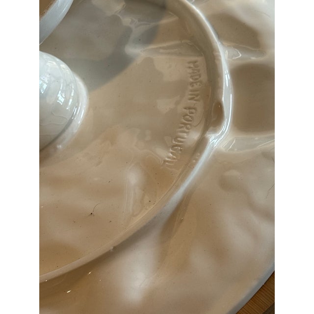 Ceramic Vintage Portuguese Lemon Majolica Pedestal Cake Stand For Sale - Image 7 of 9