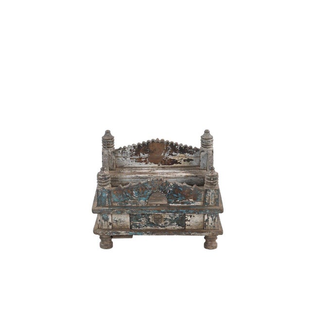 Indian Vintage Indian Painted Teakwood Small Temple For Sale - Image 3 of 3