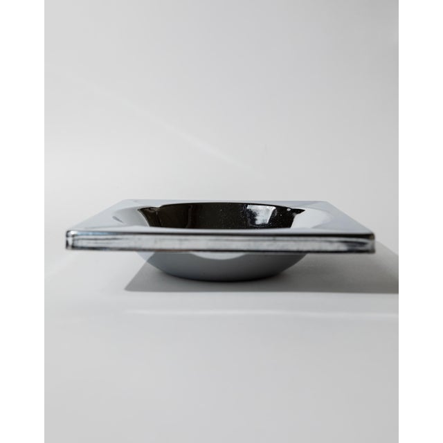 Large Vintage Brutalist Modernist Square Chrome Ashtray, 1980s For Sale - Image 5 of 12