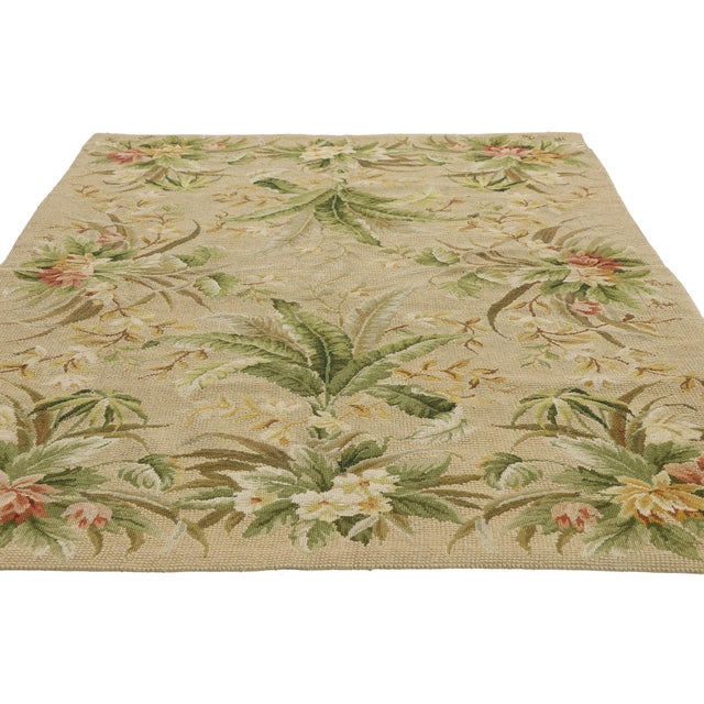 French Country Vintage Chinese Aubusson Needlepoint Rug, 03'11 X 06'01 For Sale - Image 3 of 10