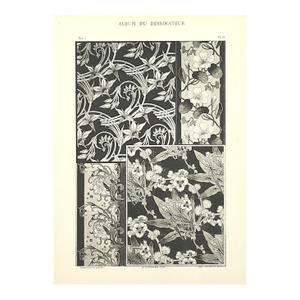 1900 Antique French Art Nouveau Floral Design Lithograph